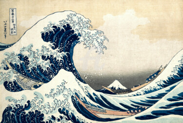 Arts numériques intitulée "La vague. Katsushik…" par Tito Villa, Œuvre d'art originale, Peinture numérique