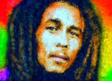 Digitale Kunst mit dem Titel "Bob Marley." von Tito Villa, Original-Kunstwerk, Digitale Malerei