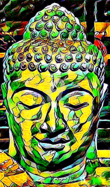 Digital Arts titled "Buddha." by Tito Villa, Original Artwork, Digital Painting