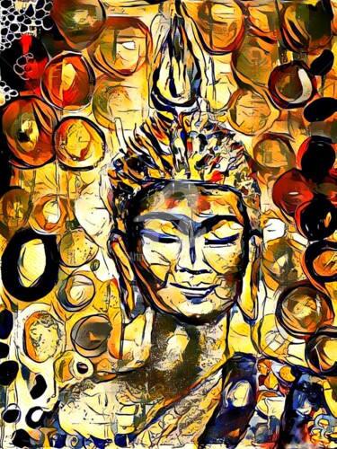 Digital Arts titled "Buddha bulles." by Tito Villa, Original Artwork, Digital Painting
