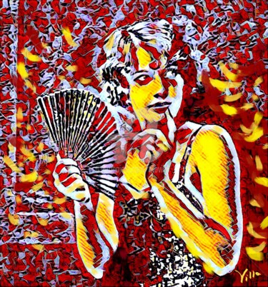 Digital Arts titled "Barbara Stanwyck pe…" by Tito Villa, Original Artwork, Digital Painting