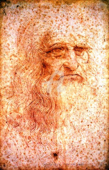 Digital Arts με τίτλο "Leonardo da Vinci." από Tito Villa, Αυθεντικά έργα τέχνης, Κιμωλία
