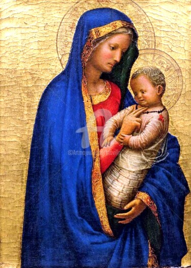 数字艺术 标题为“Vierge à l'Enfant.…” 由Tito Villa, 原创艺术品, 彩画
