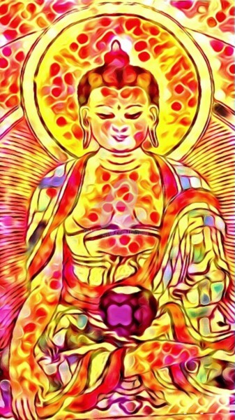 Цифровое искусство под названием "Poster bouddhas.Tch…" - Tito Villa, Подлинное произведение искусства, Акрил