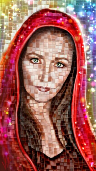 Arts numériques intitulée "Marie Magdala mosaï…" par Tito Villa, Œuvre d'art originale, Peinture numérique