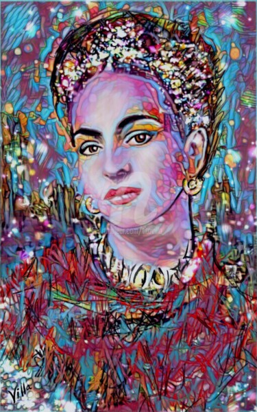 Digitale Kunst getiteld "Frida kalho  Dreams." door Tito Villa, Origineel Kunstwerk, Digitaal Schilderwerk