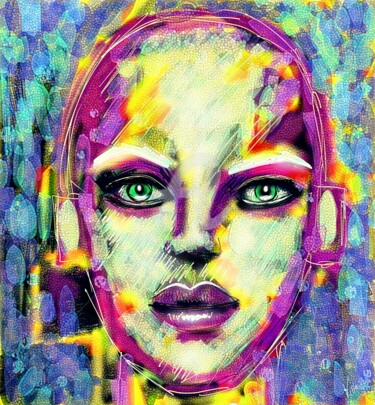 Arts numériques intitulée "IA pink robot." par Tito Villa, Œuvre d'art originale, Peinture numérique