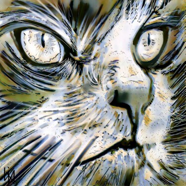 Arts numériques intitulée "Le chat." par Tito Villa, Œuvre d'art originale, Peinture numérique