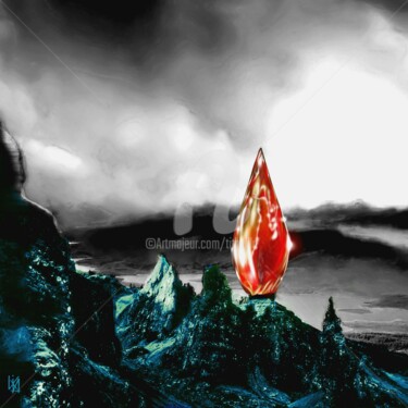 Arts numériques intitulée "Le Menhir des Elfes." par Tito Villa, Œuvre d'art originale, Peinture numérique