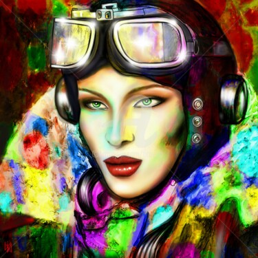 Arts numériques intitulée "Femmes aviateurs." par Tito Villa, Œuvre d'art originale, Peinture numérique
