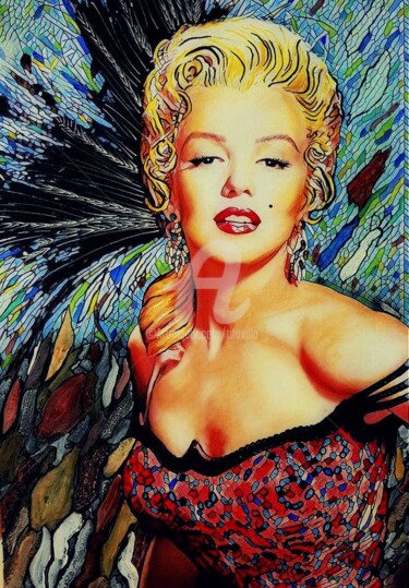 Grafika cyfrowa / sztuka generowana cyfrowo zatytułowany „Marilyn-Monroe-rivi…” autorstwa Tito Villa, Oryginalna praca, Mala…