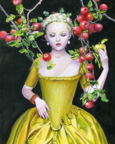 Painting titled "The Golden Apple" by Titti Garelli, Original Artwork, Acrylic