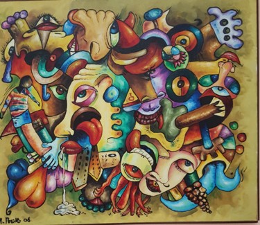 Peinture intitulée "Linguacce" par Titti Milos, Œuvre d'art originale, Huile