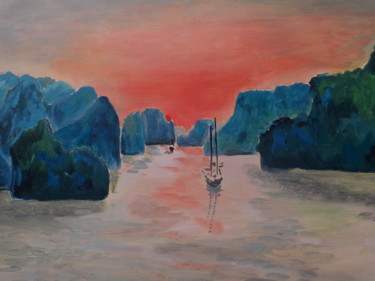 Peinture intitulée "Baie-Dha-Long" par Titus, Œuvre d'art originale, Huile