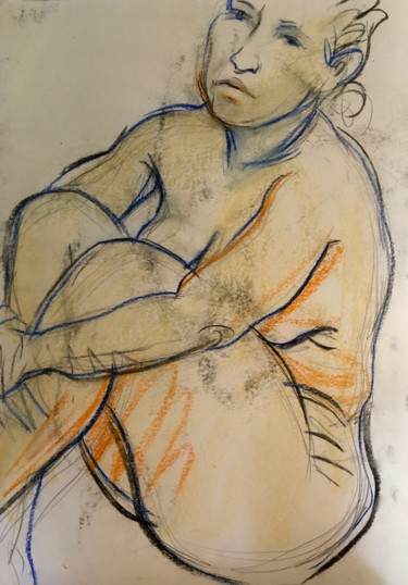 Desenho intitulada "Weiblicher Akt, Zei…" por Sergej Luzewitsch, Obras de arte originais, Pastel
