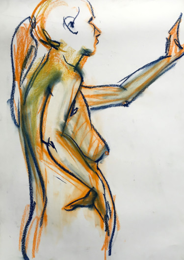 Desenho intitulada "Portrait, weibliche…" por Sergej Luzewitsch, Obras de arte originais, Pastel