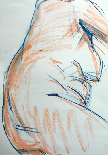 Drawing titled "Frau, Akt Zeichnung…" by Sergej Luzewitsch, Original Artwork, Pastel