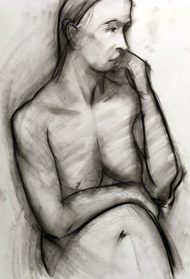 图画 标题为“Akt, Zeichnung, Fra…” 由Sergej Luzewitsch, 原创艺术品, 木炭
