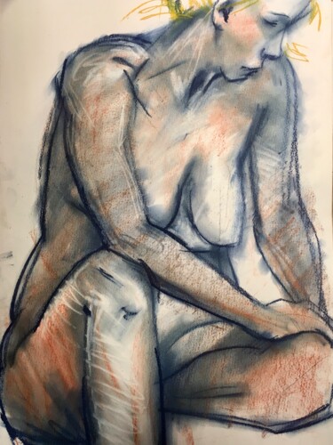 Zeichnungen mit dem Titel "Akt, sitzend, Frau,…" von Sergej Luzewitsch, Original-Kunstwerk, Pastell