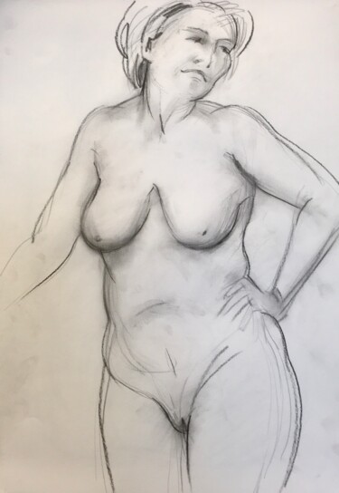 Dessin intitulée "Weiblicher Akt, Zei…" par Sergej Luzewitsch, Œuvre d'art originale, Graphite