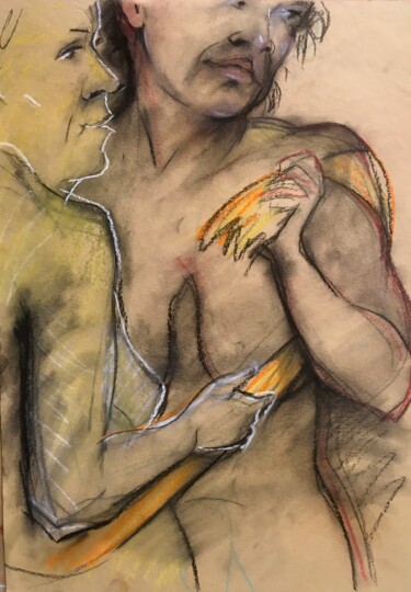 Schilderij getiteld "Weiblicher Ak,Figur…" door Sergej Luzewitsch, Origineel Kunstwerk, Pastel
