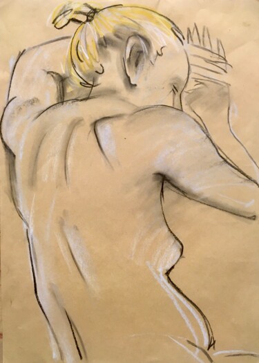Tekening getiteld "Weiblicher Akt,Papi…" door Sergej Luzewitsch, Origineel Kunstwerk, Pastel