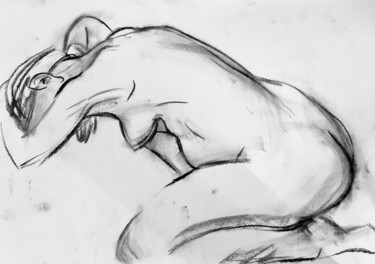 Drawing titled "Weiblicher Akt,Akt,…" by Sergej Luzewitsch, Original Artwork, Charcoal