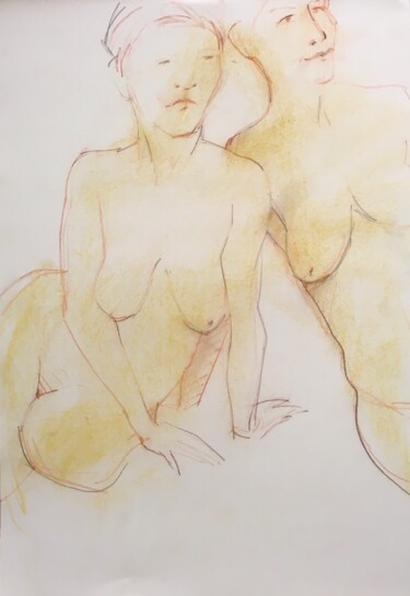 Drawing titled "Akt,Figur,Pastel,Akt" by Sergej Luzewitsch, Original Artwork, Pastel