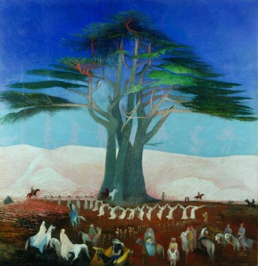 Painting titled "Pilgrimage to the C…" by Tivadar Csontváry Kosztka, Original Artwork, Oil