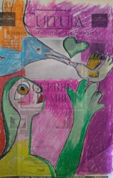 Pittura intitolato "cuore verde" da Tiziana Salvi, Opera d'arte originale