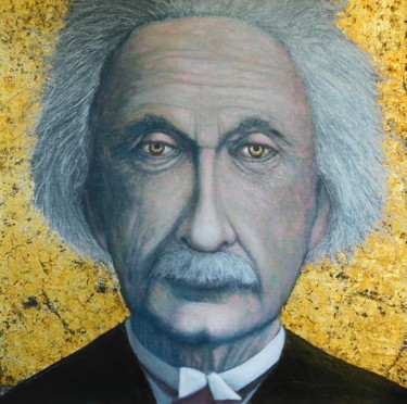 Painting titled "Einstein" by T.J. Haugh, Original Artwork, Acrylic