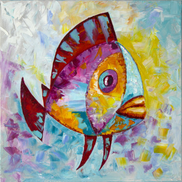 Pintura intitulada "Fish-happiness" por Tetiana Kushnirova, Obras de arte originais, Óleo