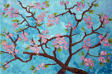 Malerei mit dem Titel "Almond flowers" von Tetiana Kushnirova, Original-Kunstwerk, Öl