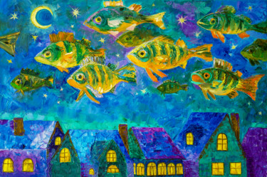 Pintura intitulada "Fisherman's dream" por Tetiana Kushnirova, Obras de arte originais, Óleo