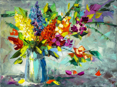 Peinture intitulée "Summer in the vase" par Tetiana Kushnirova, Œuvre d'art originale, Huile