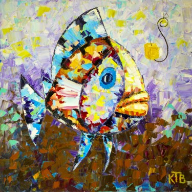 Картина под названием "Cheese as Fishing B…" - Tetiana Kushnirova, Подлинное произведение искусства, Масло
