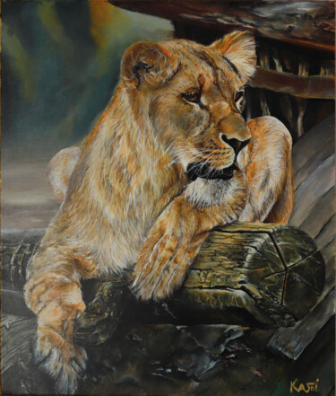 Pittura intitolato "Painting Lioness. P…" da Tatiana Kvasnitsina, Opera d'arte originale, Acrilico