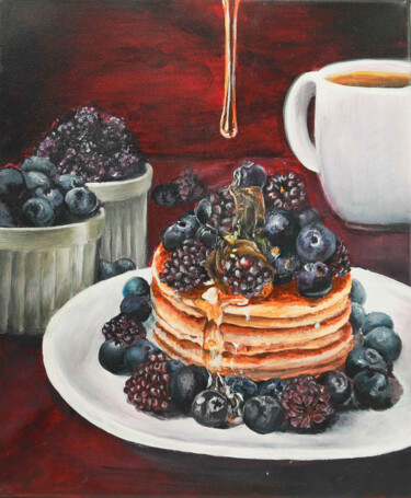 Malerei mit dem Titel "Painting with berri…" von Tatiana Kvasnitsina, Original-Kunstwerk, Acryl