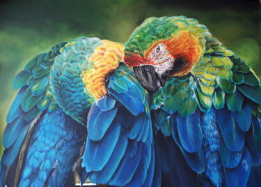 Картина под названием "Parrots" - Татьяна Квасницина, Подлинное произведение искусства, Акрил