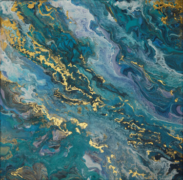 Malerei mit dem Titel "Ocean painting. Flu…" von Tatiana Kvasnitsina, Original-Kunstwerk, Acryl
