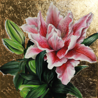 Картина под названием "Painting Lily pink…" - Татьяна Квасницина, Подлинное произведение искусства, Акрил