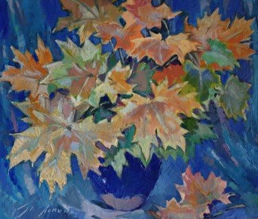 Painting titled ""Maple leaves"" by Tatiana Lapina, Original Artwork, Oil