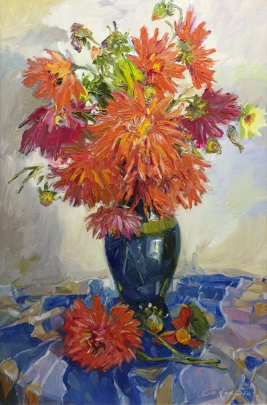 Картина под названием "My lovely bouquet -…" - Tatiana Lapina, Подлинное произведение искусства, Масло Установлен на Деревян…