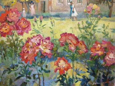 Peinture intitulée ""Roses"" par Tatiana Lapina, Œuvre d'art originale, Huile