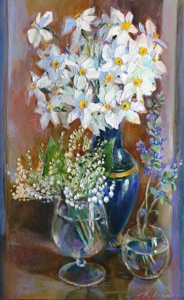 Peinture intitulée ""Spring flowers"" par Tatiana Lapina, Œuvre d'art originale, Huile Monté sur Châssis en bois