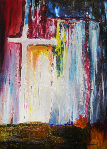 Painting titled "croix-en-moi.jpg" by Tony Louis Cypher Rocmans, Original Artwork, Oil