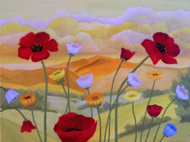 Painting titled "Mounting Flowers" by Tatyana Leksikova, Original Artwork, Oil