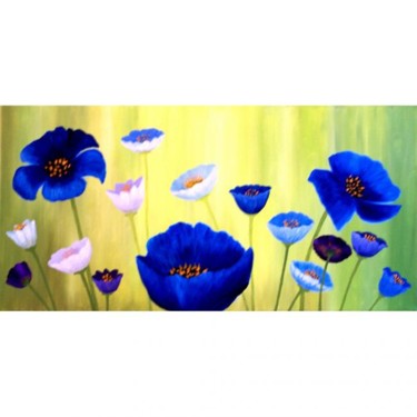 Painting titled "Blue Flowers" by Tatyana Leksikova, Original Artwork, Oil