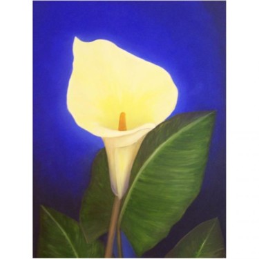 Painting titled "Yellow Calla Lily" by Tatyana Leksikova, Original Artwork, Oil