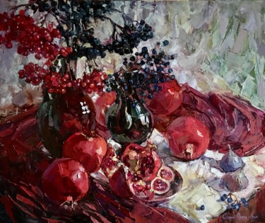 Картина под названием "Pomegranates and fi…" - Olga Sedykh, Подлинное произведение искусства, Масло